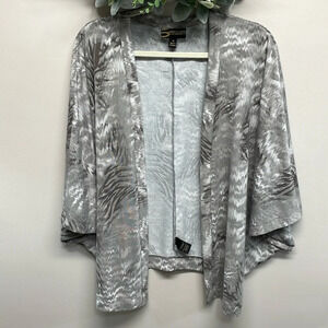 Serena Williams Signature Statement Gray White Open Front Cardigan Shrug XS